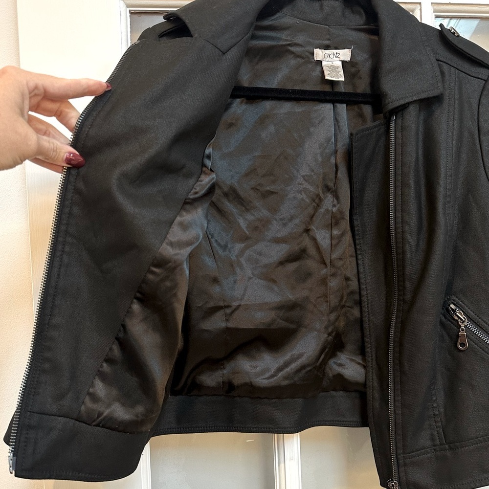 Vintage Cache Black Moto Jacket Zipper Accents Rock Glam Punk Chic Size S Small - Picture 2 of 11